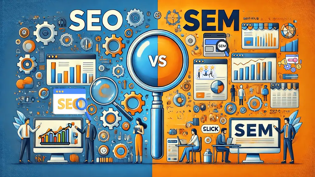 image visual showing how SEO and SEM strategies can overlap to create a holistic marketing approach.