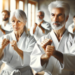 Senior Karate-Schüler beim Training