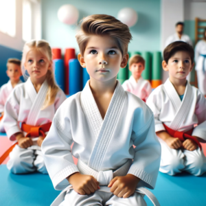 Kinder im Karate-Training, weißer Gi.