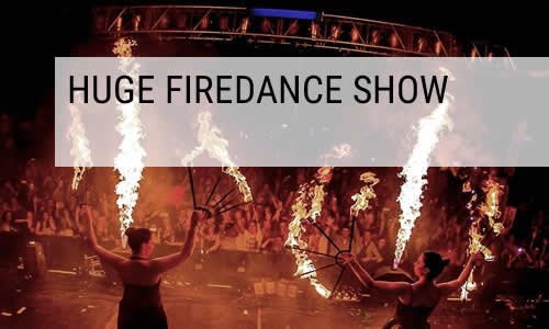 huge fire dance show