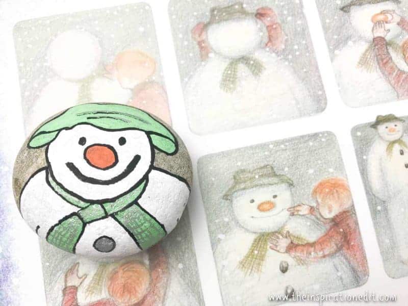 snowman painted rock