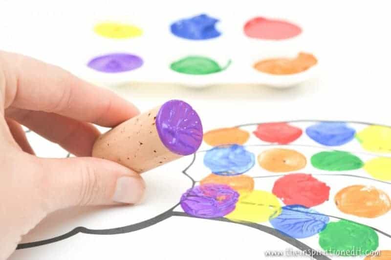 rainbow wine cork craft painting rainbows with kids