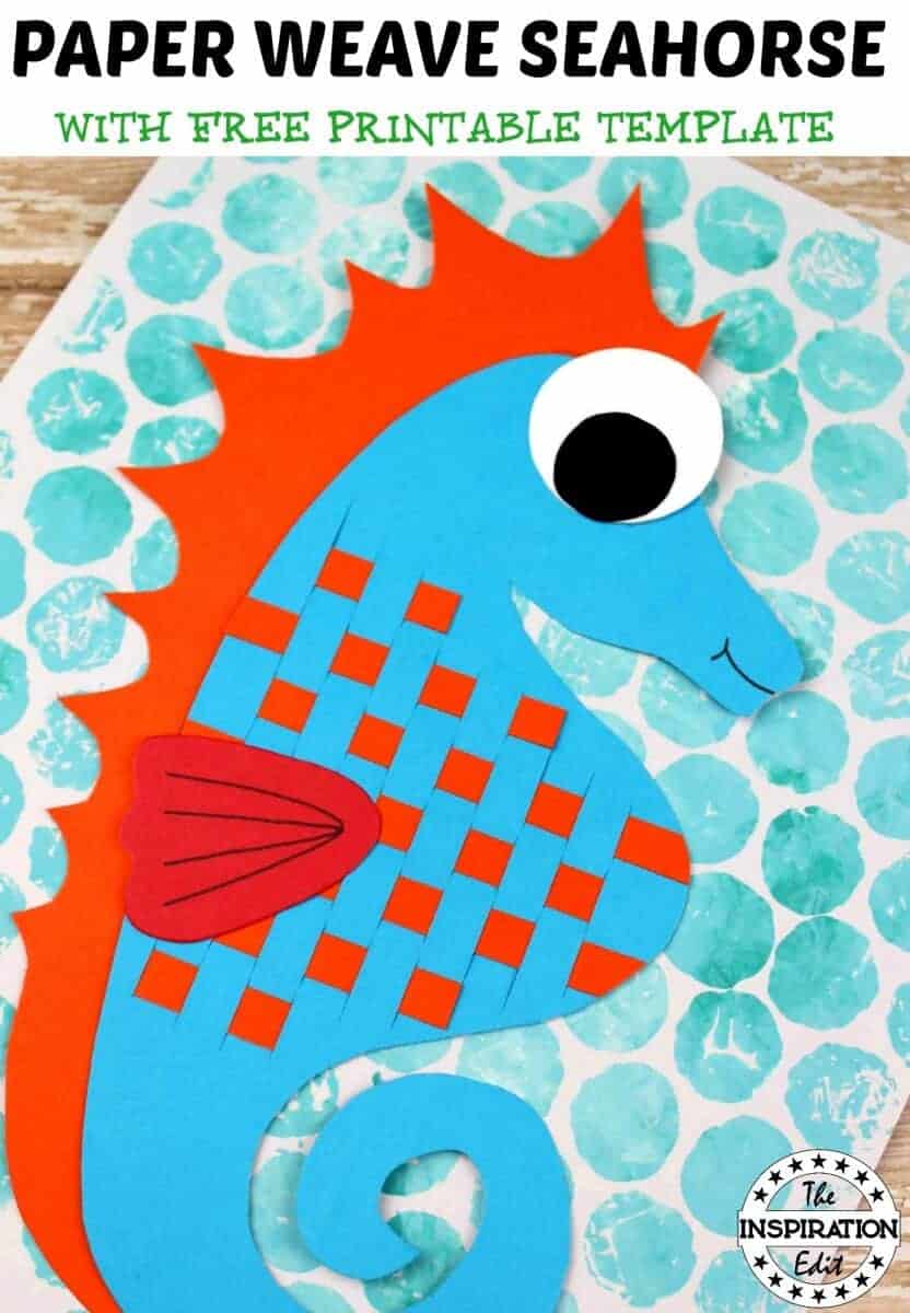 paper weave seahorse craft for kids