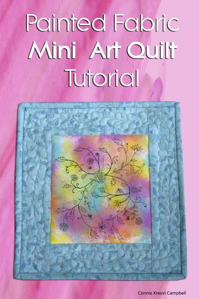 DIY Painted Fabric Art Mini Quilt Freemotion by the River