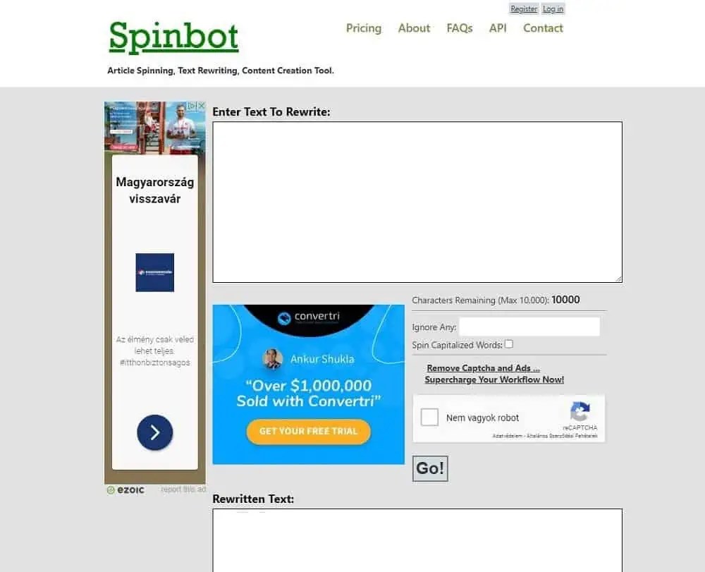 Spinbot text rewriting