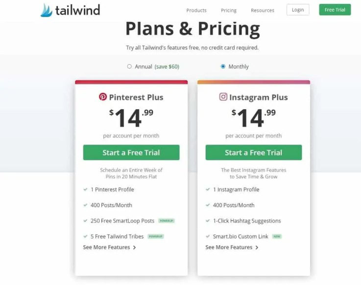 Tailwind pricing plans