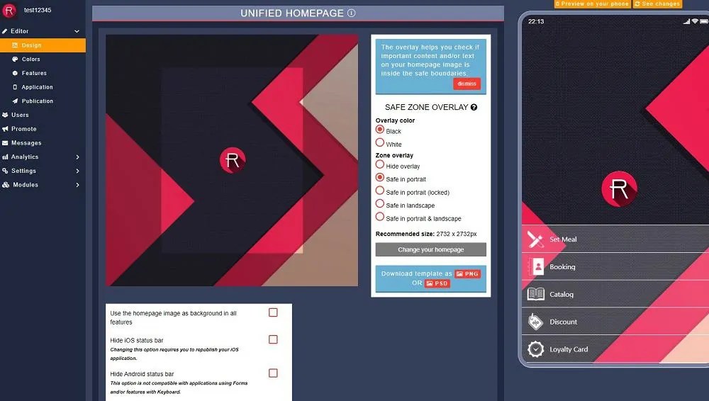 drag and drop mobile app builder