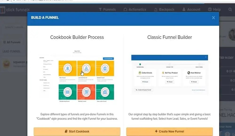 Clickfunnels cookbook funnel builder_classic builder