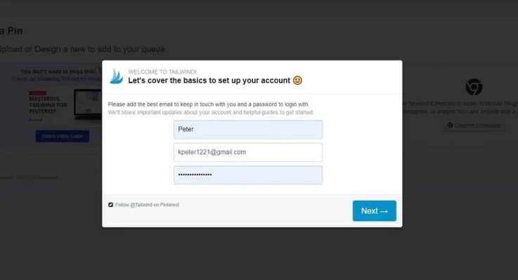 Setup Pinterest account