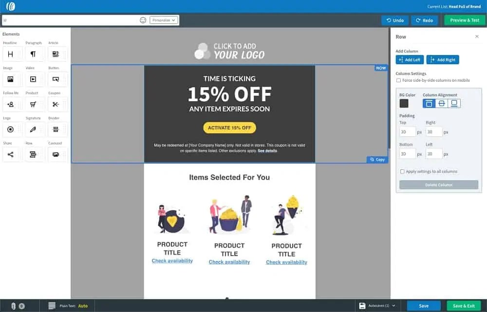 aweber drag and drop email designer