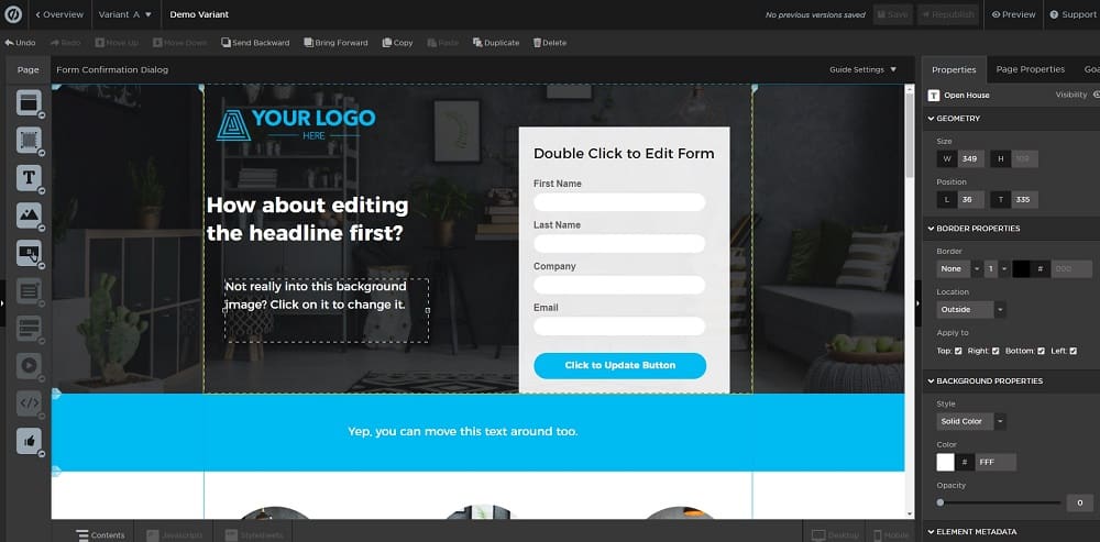 unbounce landing page preview