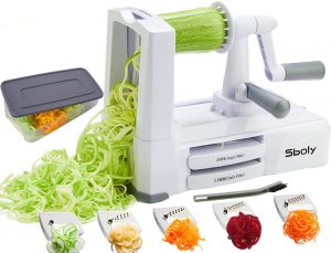 Sbolby Vegetable Spiralizer Vegetable Slicer with 5 Blades