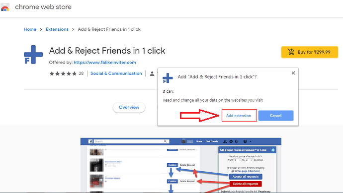 accept all facebook friend requests chrome extension