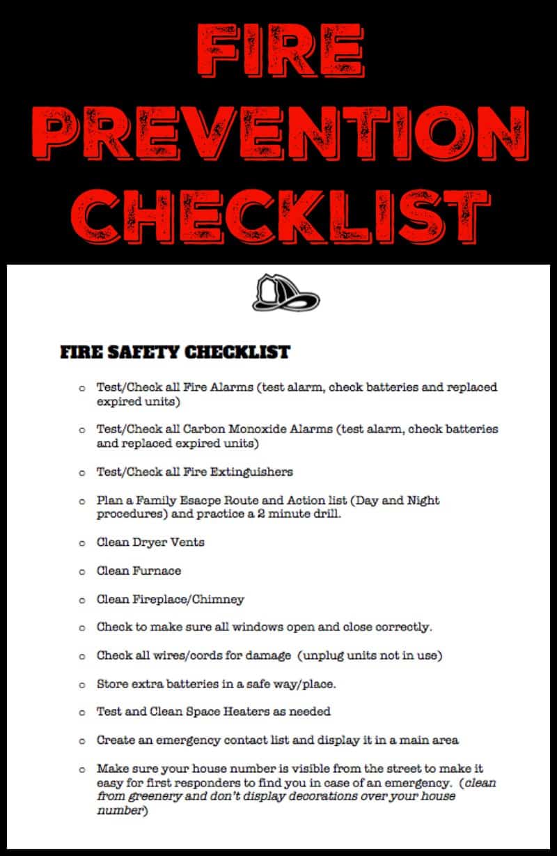 Fire Prevention Checklist (Printable) iSaveA2Z com