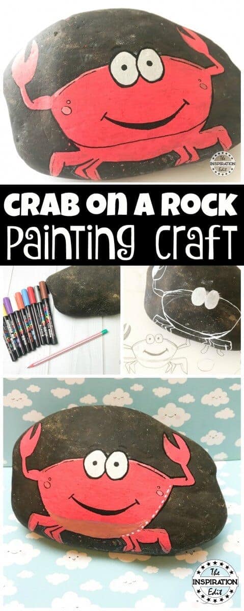 Crab on a rock craft rock painting