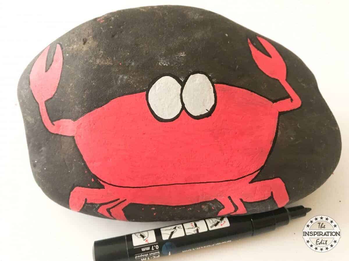 Crab on a rock craft rock painting