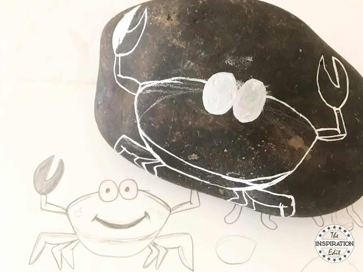 Crab on a rock craft rock painting
