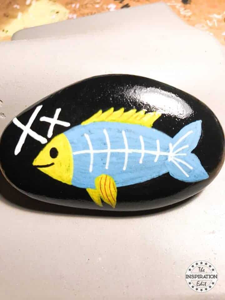 xray fish rock painting