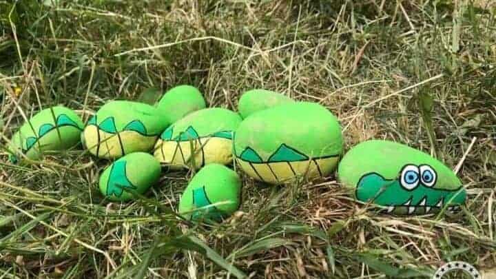 crocodile painted rock