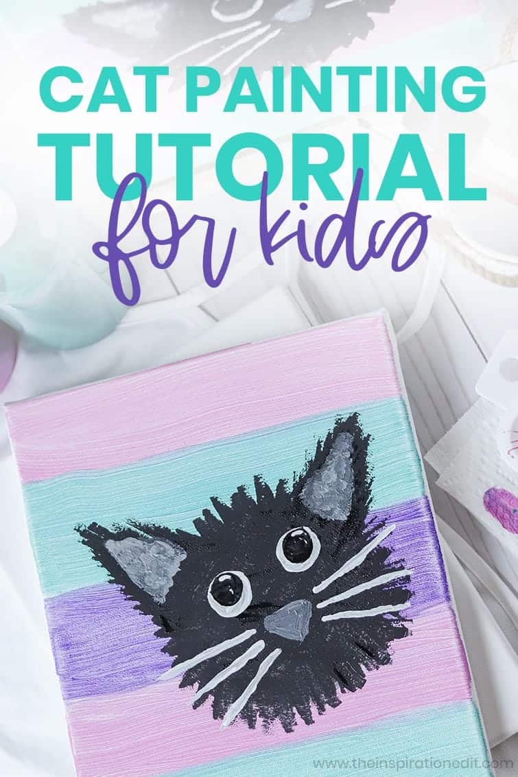 cat painting activity for cat themed birthday party