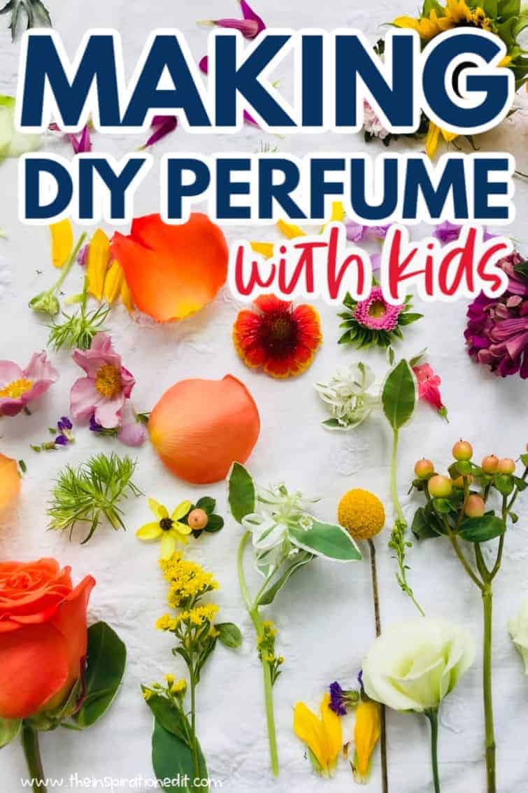 Scattered flower petals - making DIY perfume graphic for Pinterest. 