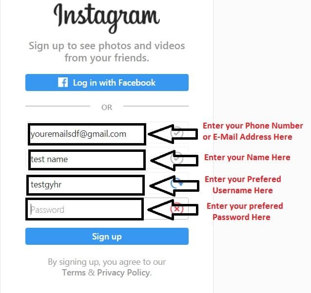 Cant make instagram account