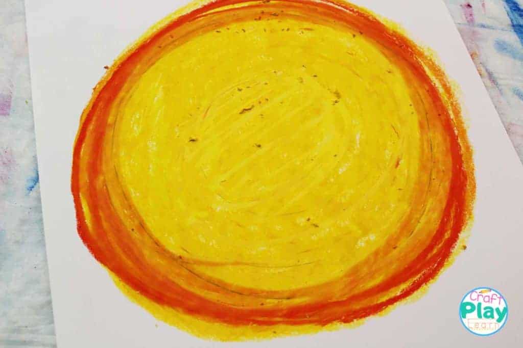 Yellow Pastels and Trace Circle with Orange.