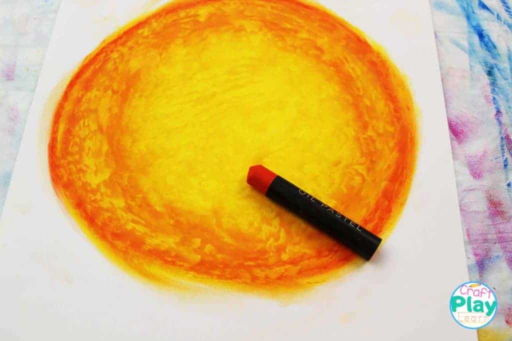 Yellow Pastels and Trace Circle with Orange.