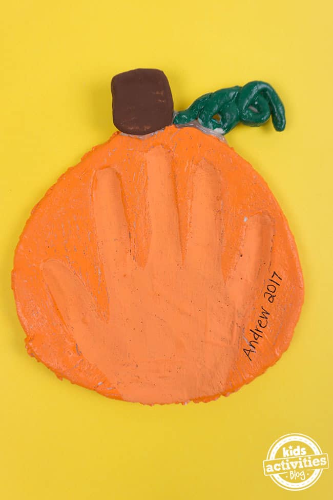 Salt Dough Pumpkin Handprint.