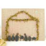 Nativity craft using painted rocks.