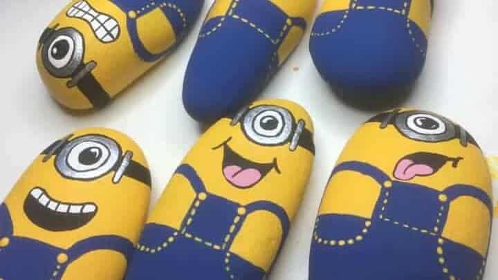 minions rock painting craft