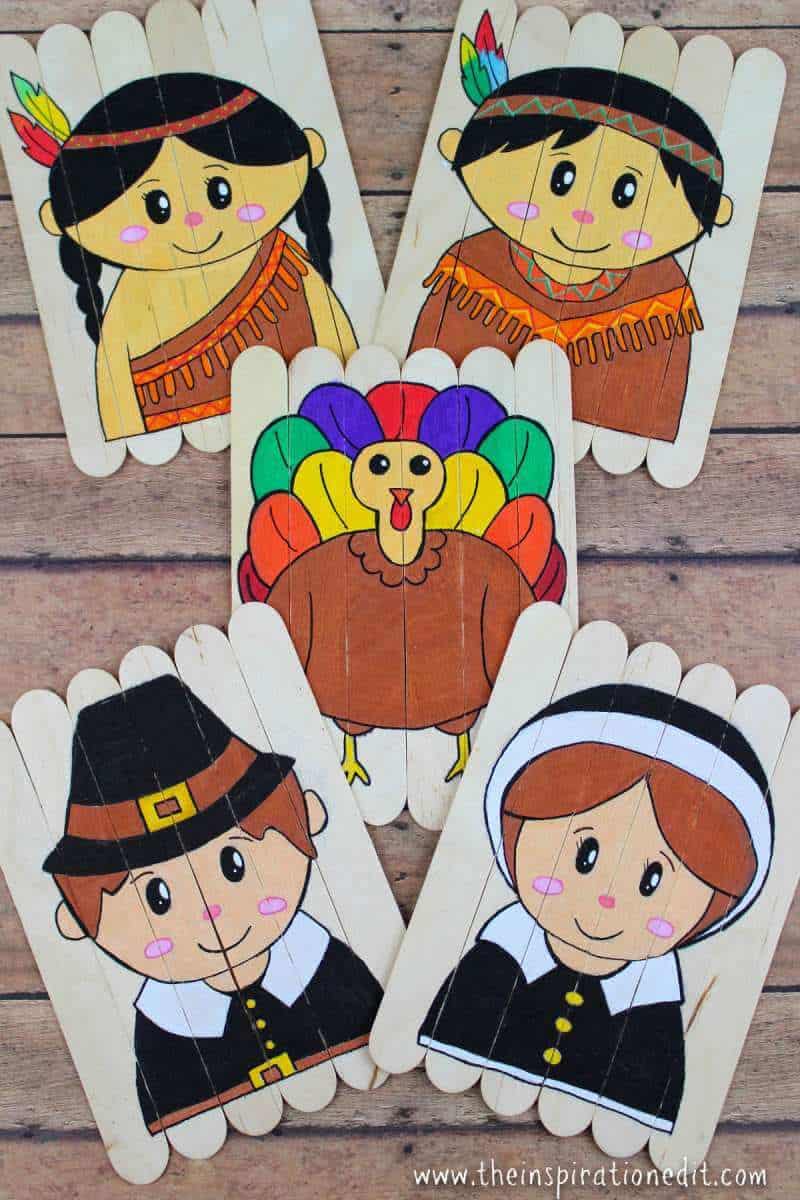 Thanksgiving Kids Craft Using Lollipop Sticks.