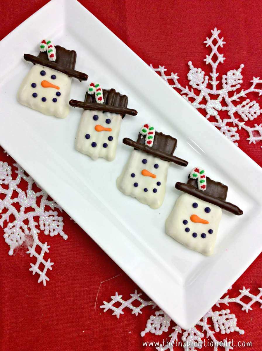 snowman Christmas pretzels