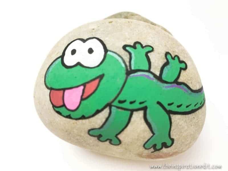 gecko painted rock