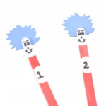 Dr Seuss Thing 1 and Thing 2 Popsicle Stick Puppets.