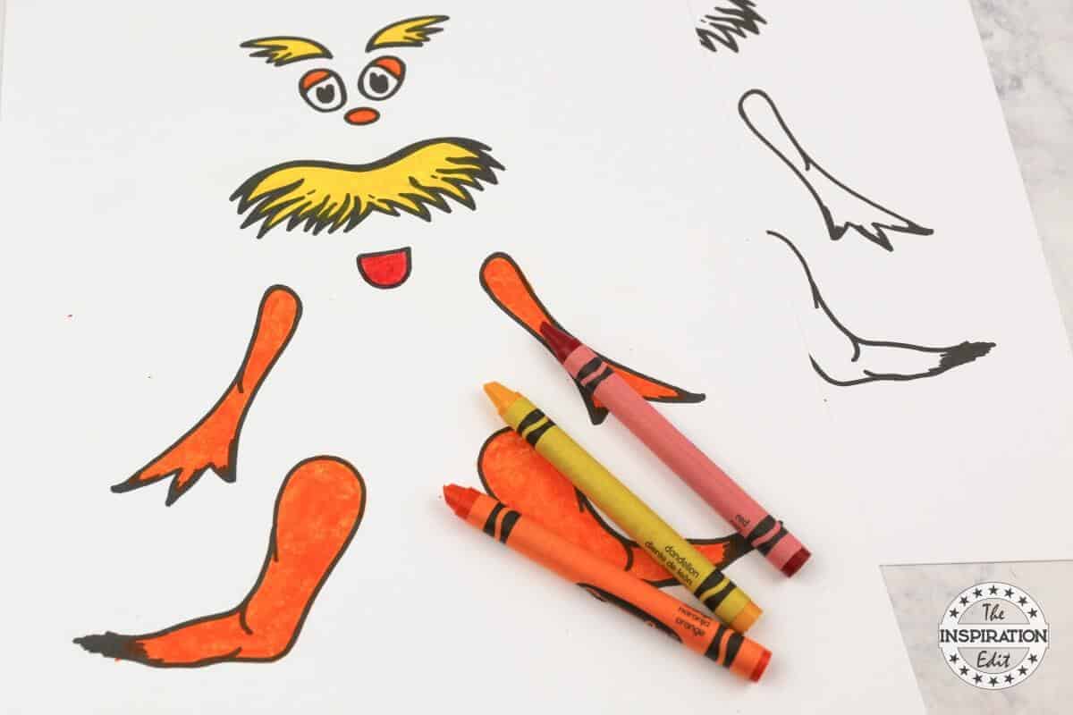 Coloring In Lorax Template.