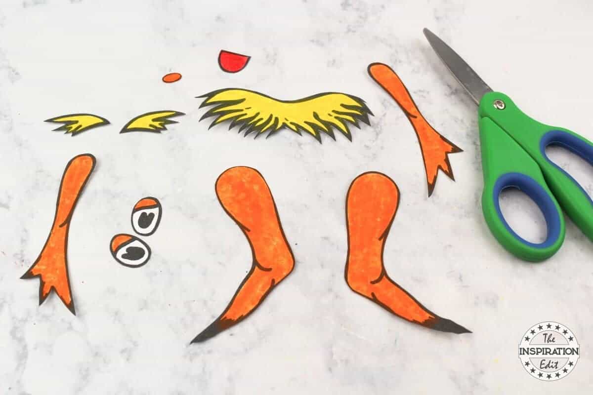 Cut Out Lorax Arms and Legs.