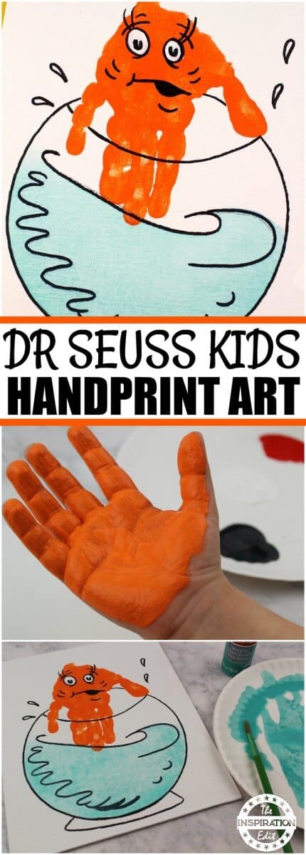Dr. Seuss Fish Bowl Handprint Art.