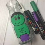 Hulk craft bottle and few markers.