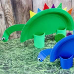 Cute Rainbow Dinosaur Paper Plate Craft.
