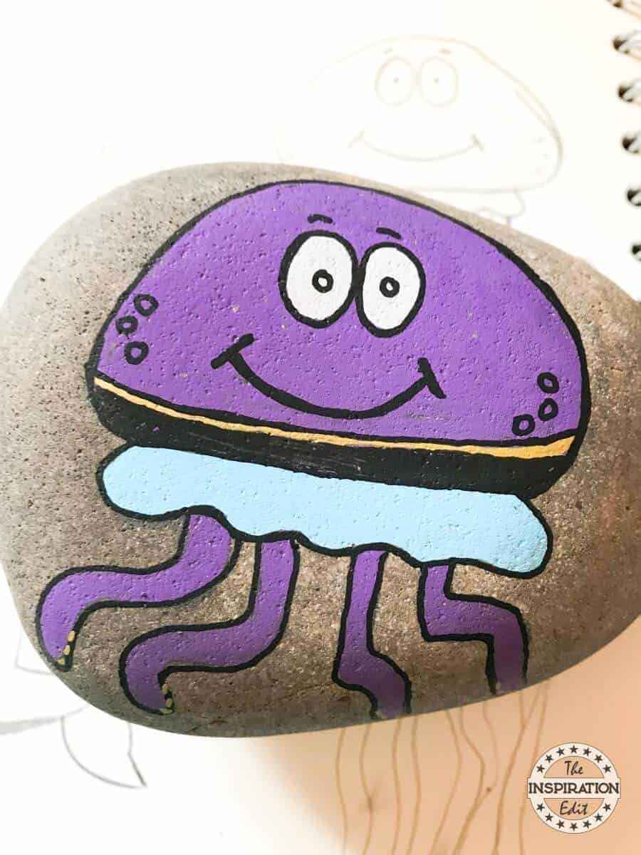 jellyfish rock stone painting