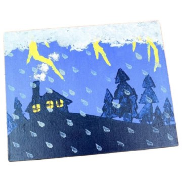 Stormy night canvas painting.
