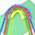 Hanging Cotton Ball Rainbow Craft.