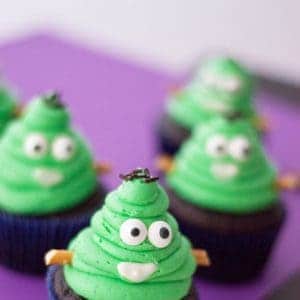 Frankenstein Monster Halloween Cupcakes.