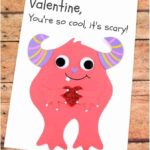 pink monster valentines day card