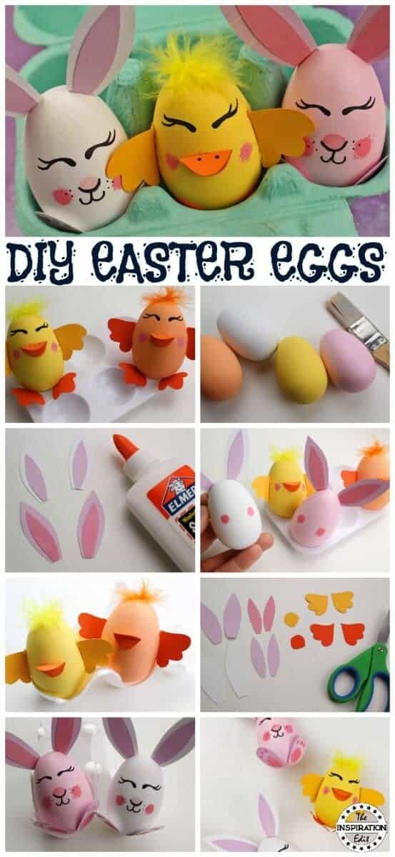 DIY Easter Chick and Easter Bunny Egg Decorating.