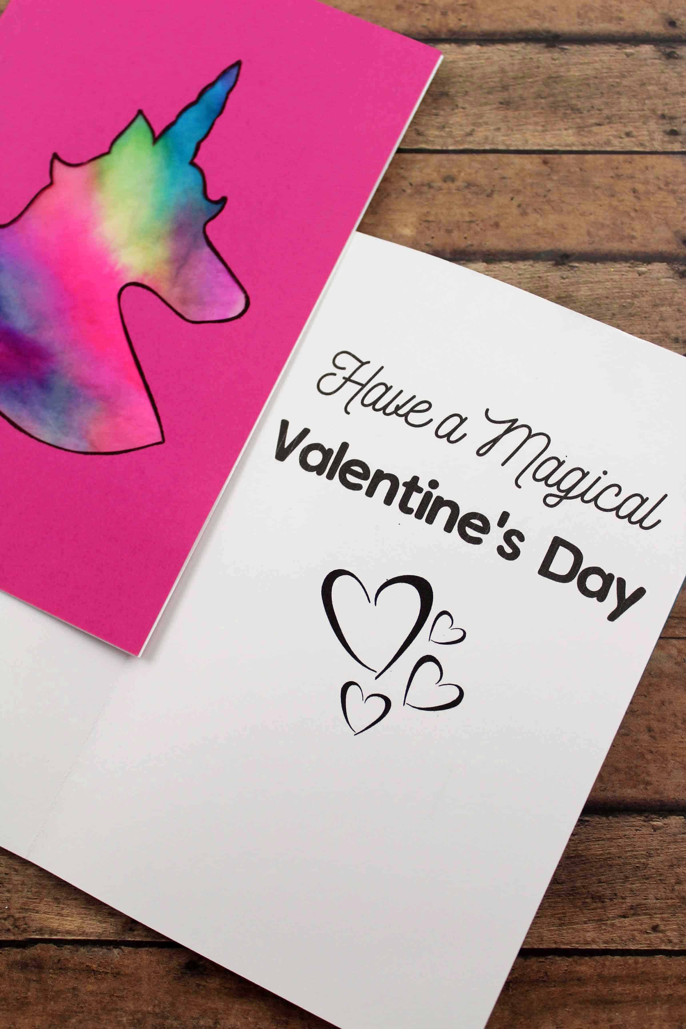 Unicorn Tie-Dye Valentine's Card.