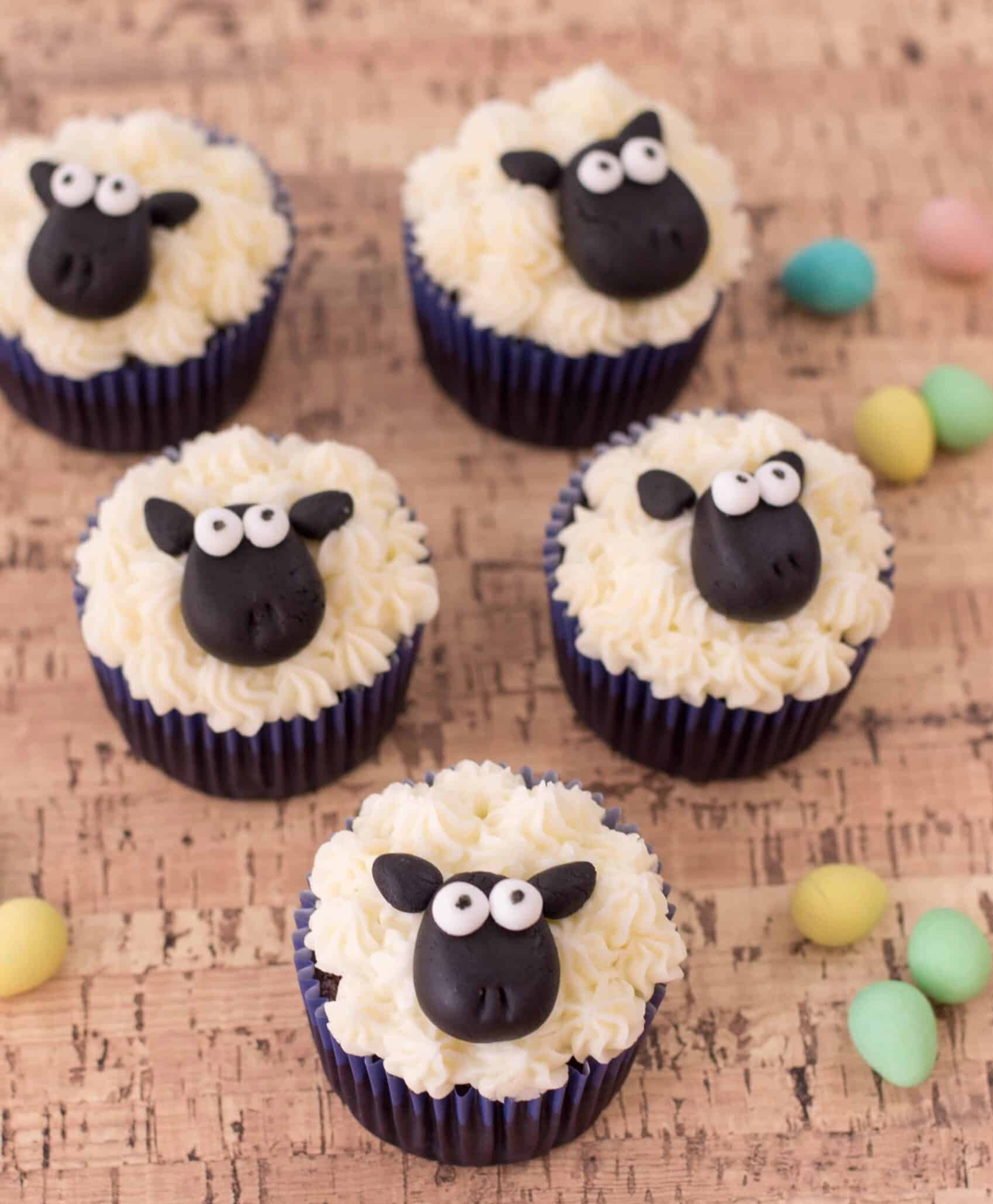 Sheep Easter Cupcakes.