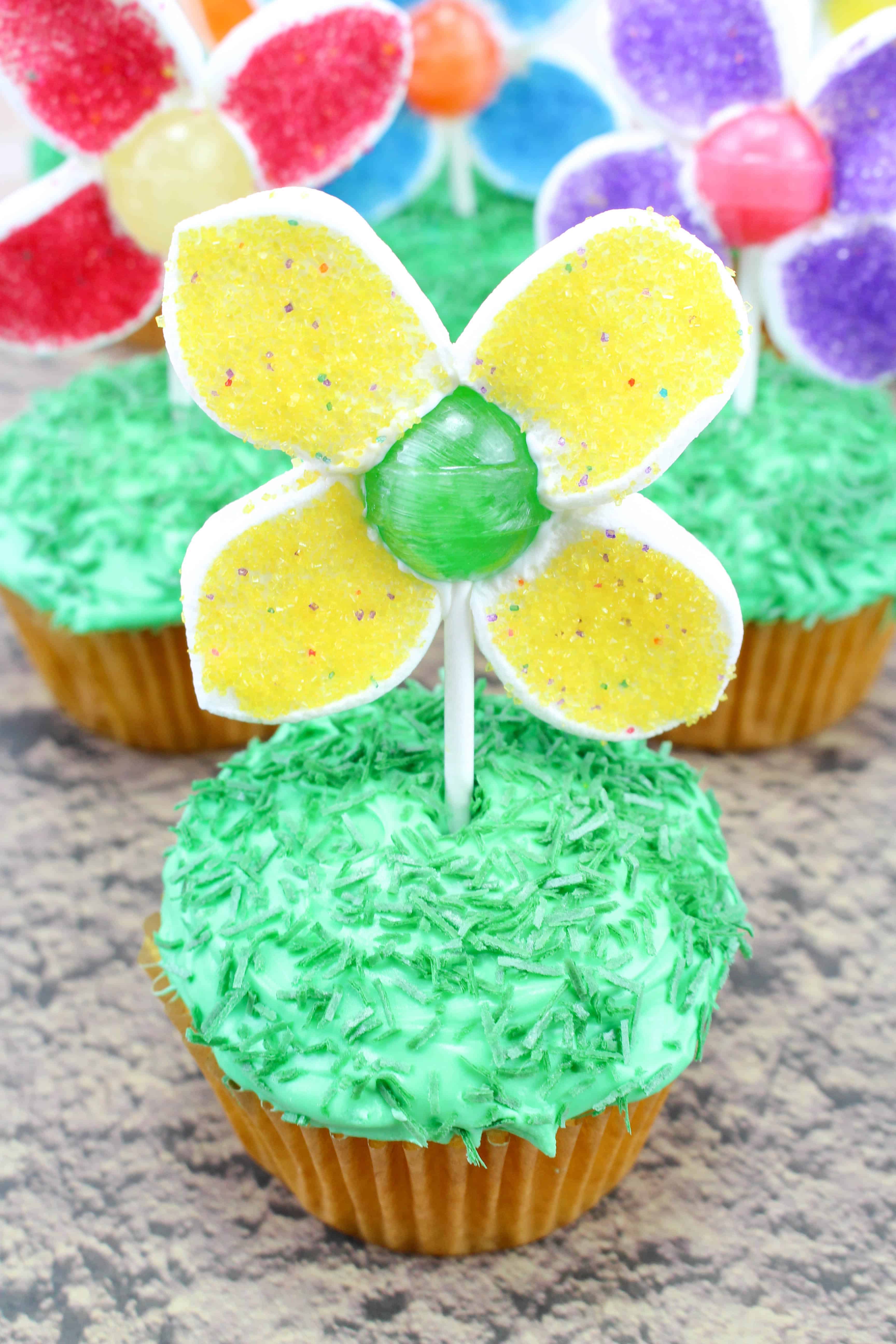 Lollipop Flower Cupcakes