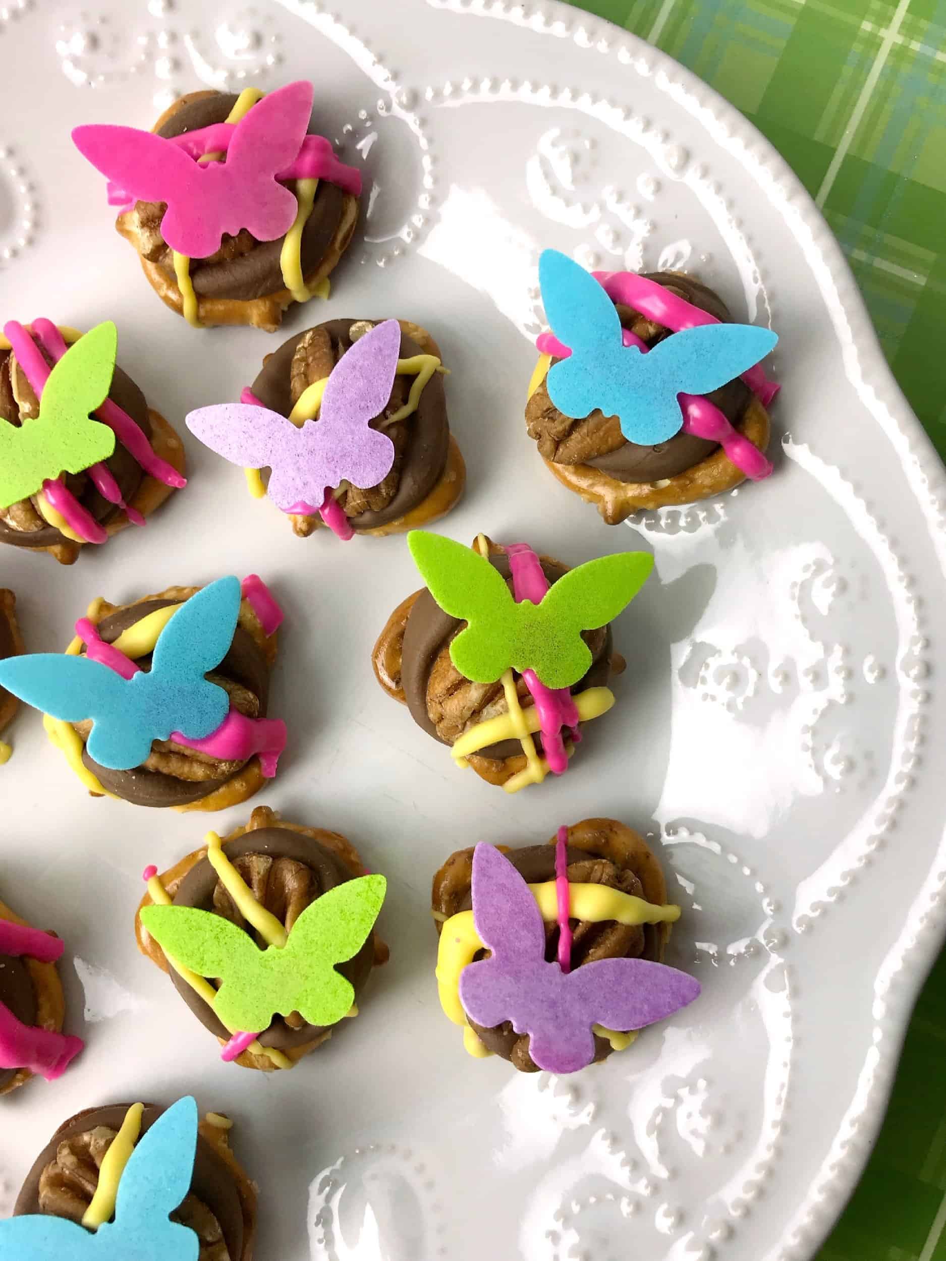 Pretzel Butterfly Party Food Idea.